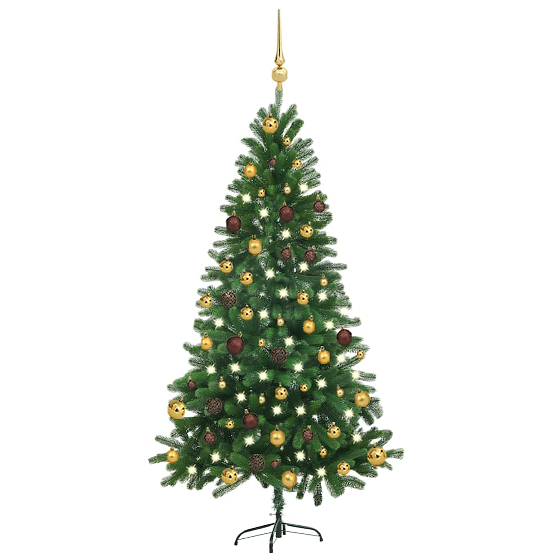 vidaXL Árvore Natal artificial pré-iluminada c/ bolas 150 cm verde 1