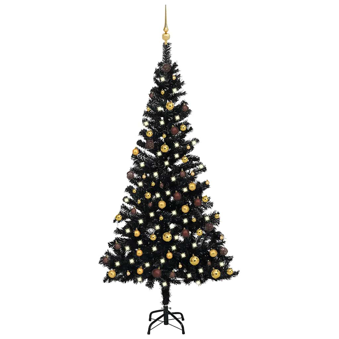 vidaXL Árvore Natal artificial pré-iluminada c/ bolas PVC preto 1