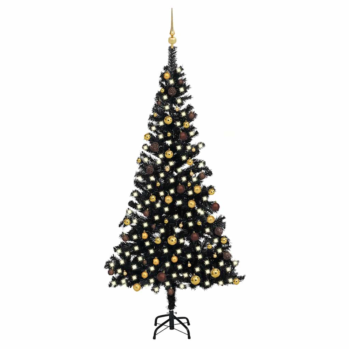 vidaXL Árvore Natal artificial pré-iluminada c/ bolas PVC preto 1