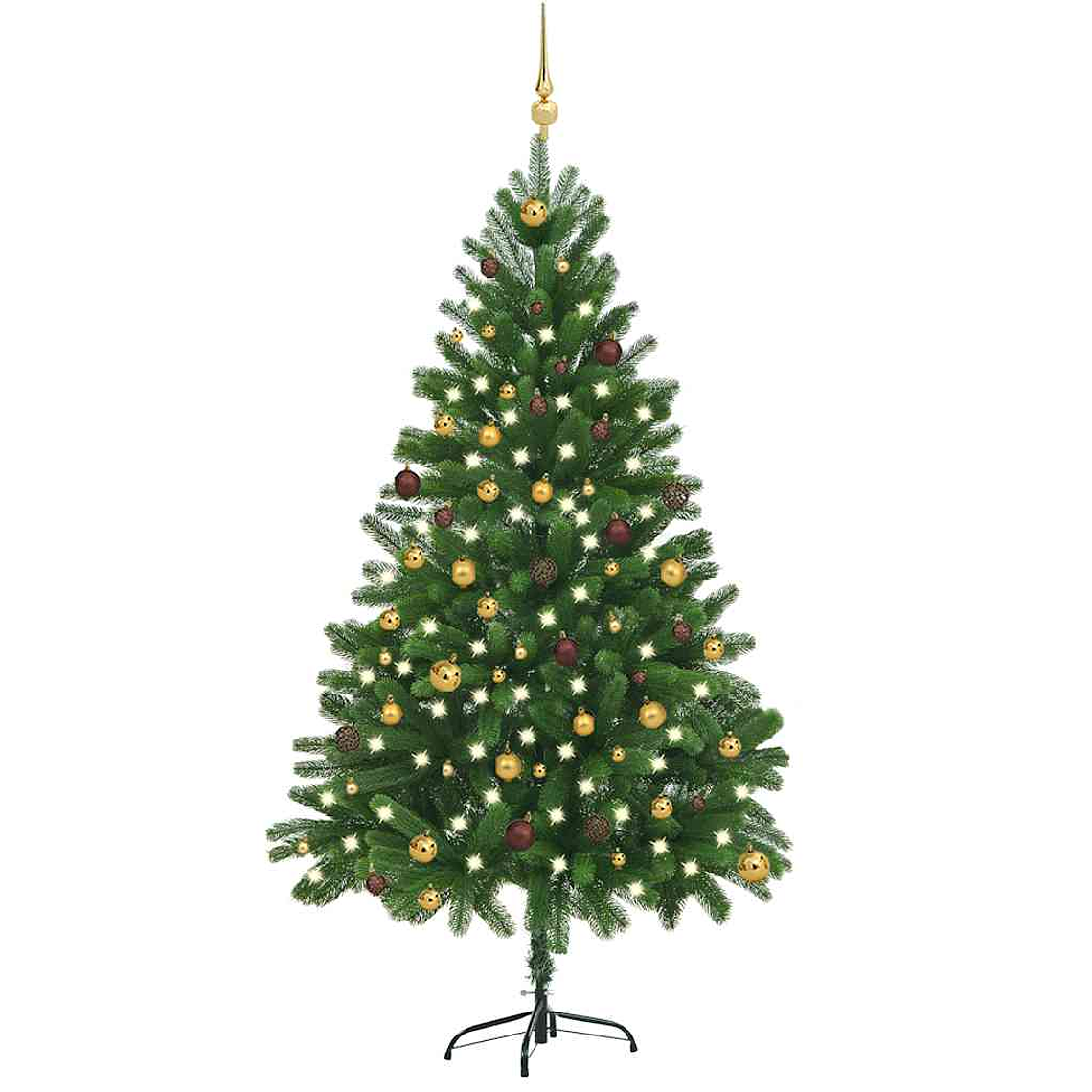 vidaXL Árvore Natal artificial pré-iluminada c/ bolas 210 cm verde 1