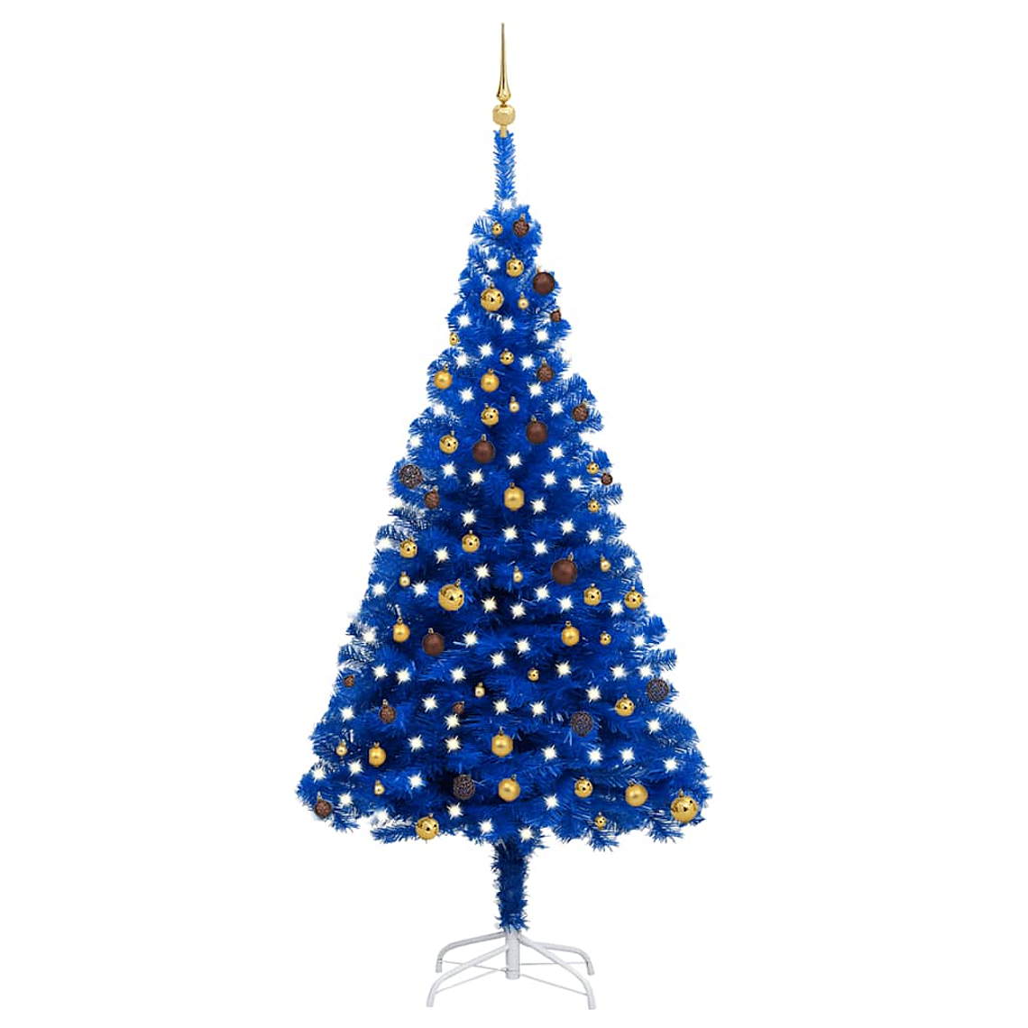 vidaXL Árvore Natal artificial pré-iluminada c/ bolas 240cm PVC azul 1