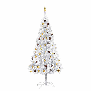 vidaXL Árvore Natal artificial pré-iluminada c/bola 210cm PET prateado