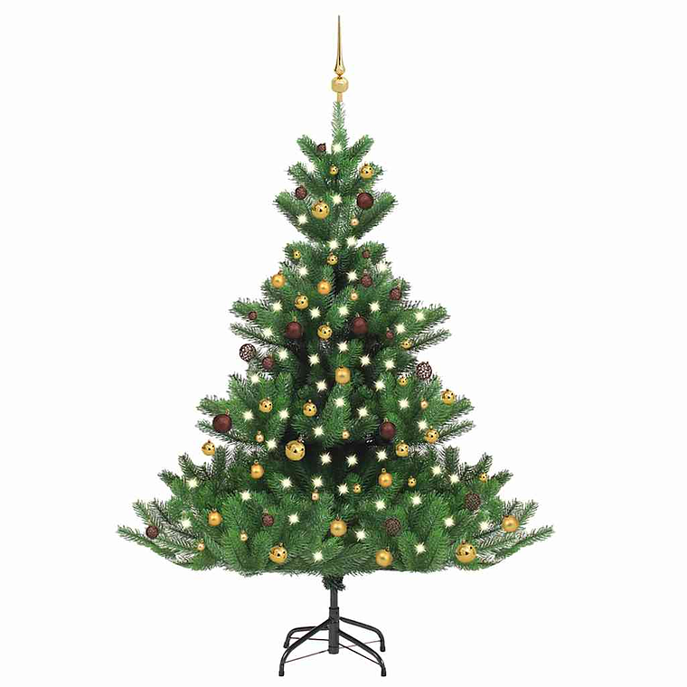 vidaXL Árvore Natal artif. c/ LEDs/bolas 180 cm abeto caucasiano verde 1