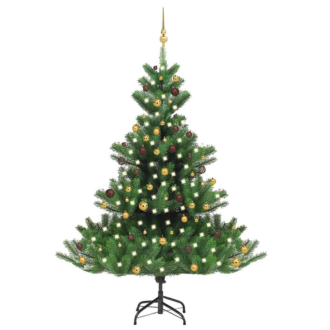 vidaXL Árvore Natal artif. c/ LEDs/bolas 210 cm abeto caucasiano verde 1