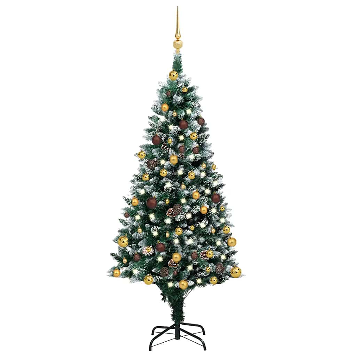 vidaXL Árvore Natal artificial com LEDs e bolas e pinhas 150 cm 1