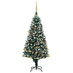 vidaXL Árvore Natal artificial com LEDs e bolas e pinhas 150 cm