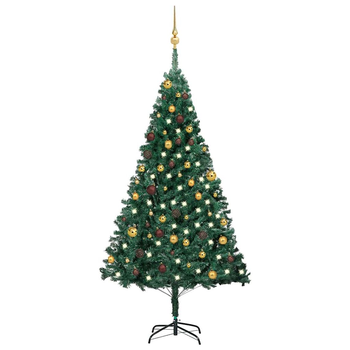 vidaXL Árvore Natal artificial pré-iluminada c/ bolas 180 cm PVC verde 1