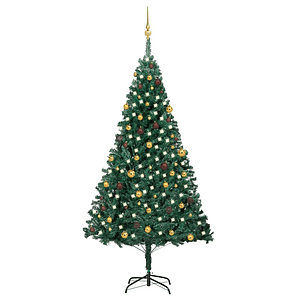 vidaXL Árvore Natal artificial pré-iluminada c/ bolas 240 cm verde