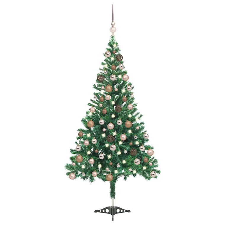 vidaXL Árvore de Natal artificial pré-iluminada com bolas 230 ramos 1