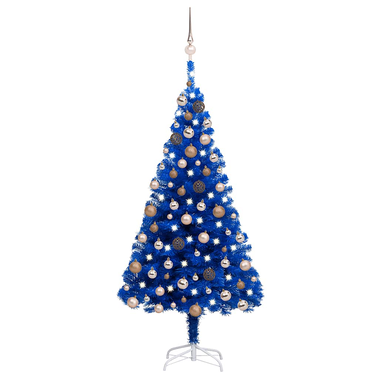 vidaXL Árvore Natal artificial pré-iluminada c/ bolas 180cm PVC azul 1