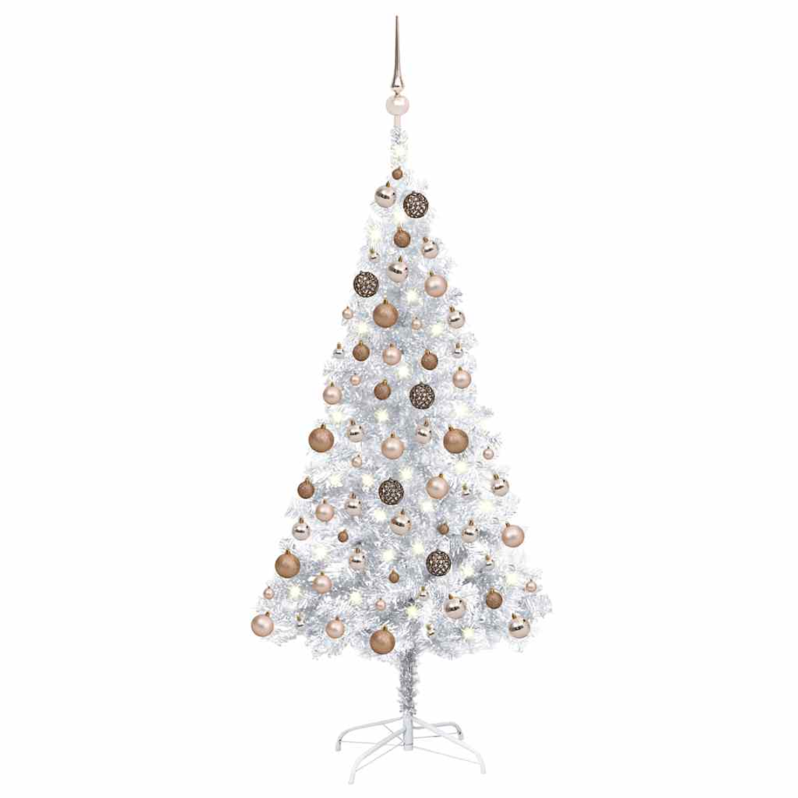 vidaXL Árvore Natal artificial pré-iluminada c/bola 150cm PET prateado 1