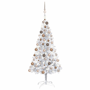 vidaXL Árvore Natal artificial pré-iluminada c/bola 150cm PET prateado