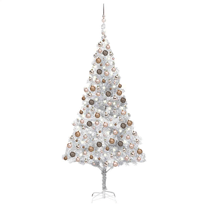 vidaXL Árvore Natal artificial pré-iluminada c/bola 210cm PET prateado