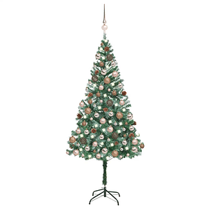 vidaXL Árvore Natal artificial pré-iluminada c/ bolas e pinhas 180 cm