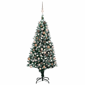 vidaXL Árvore Natal artificial com LEDs e bolas e pinhas 150 cm