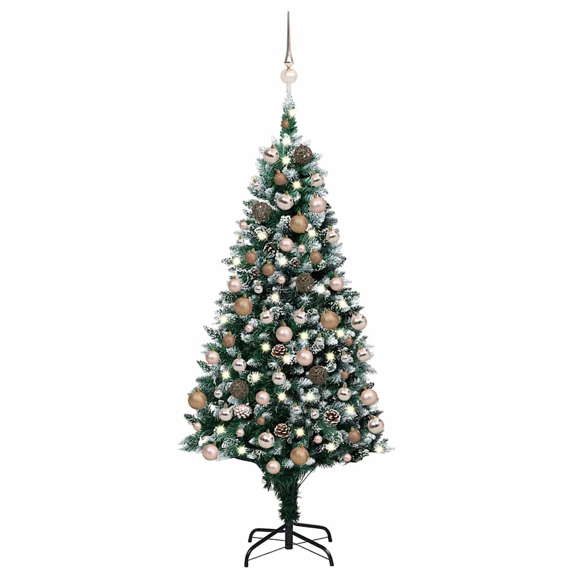 vidaXL Árvore Natal artificial com LEDs e bolas e pinhas 180 cm 1
