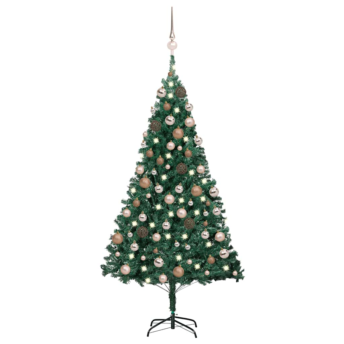 vidaXL Árvore Natal artificial pré-iluminada c/ bolas 120 cm PVC verde 1