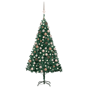 vidaXL Árvore Natal artificial pré-iluminada c/ bolas 120 cm PVC verde