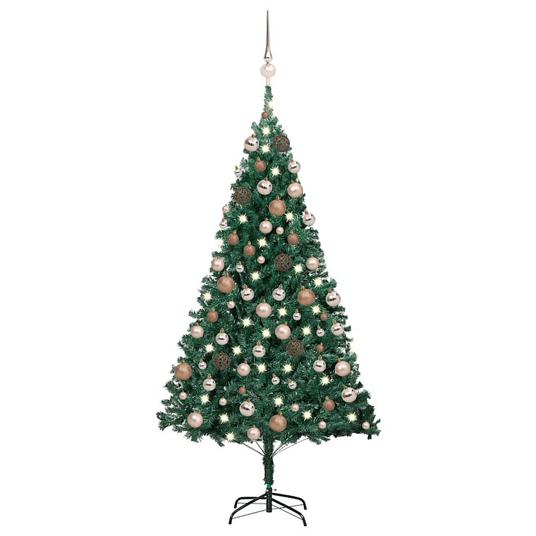 vidaXL Árvore Natal artificial pré-iluminada c/ bolas 120 cm PVC verde 1