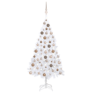 vidaXL Árvore Natal artificial pré-iluminada c/ bolas 120cm PVC branco