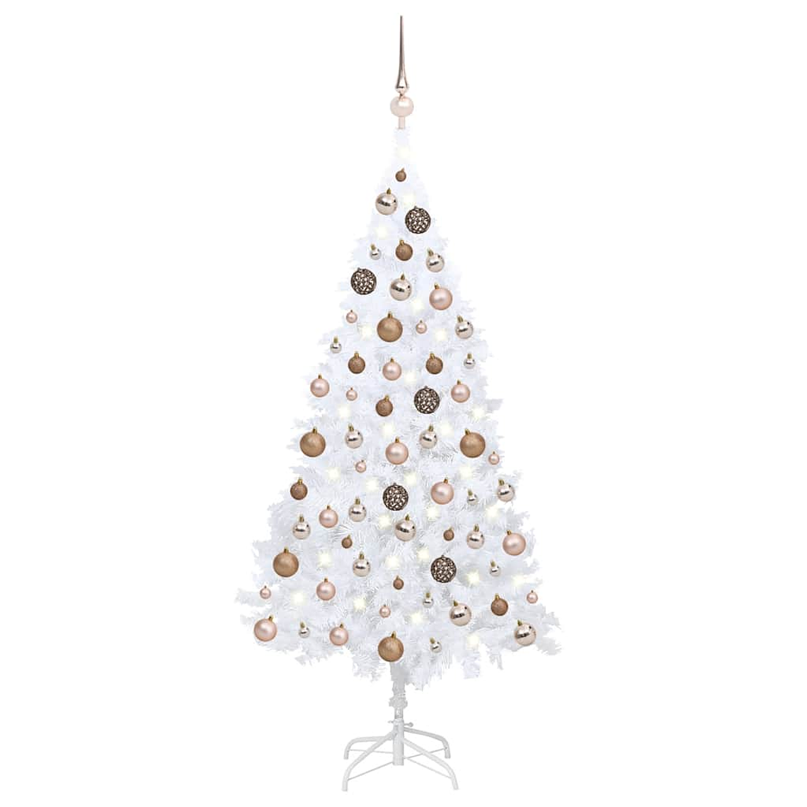 vidaXL Árvore Natal artificial pré-iluminada c/ bolas 150cm PVC branco 1