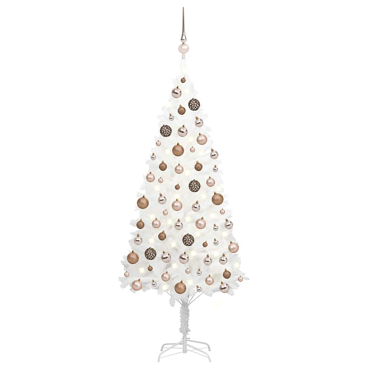 vidaXL Árvore Natal artificial pré-iluminada c/ bolas 150 cm branco 1