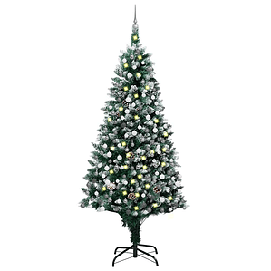 vidaXL Árvore Natal artificial com LEDs e bolas e pinhas 240 cm
