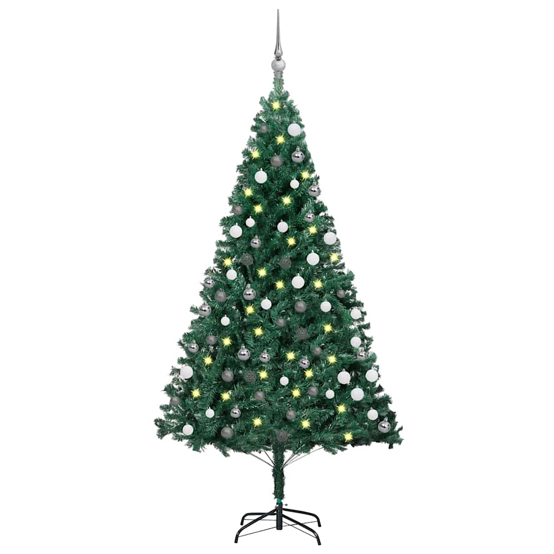 vidaXL Árvore Natal artificial pré-iluminada c/ bolas 150 cm PVC verde 1