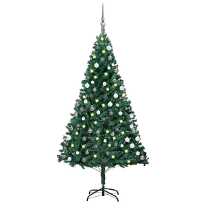 vidaXL Árvore Natal artificial pré-iluminada c/ bolas 180 cm PVC verde