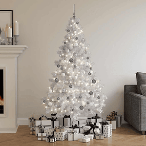 vidaXL Árvore Natal artificial pré-iluminada c/ bolas PVC branco