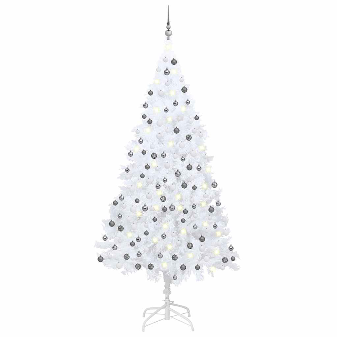 vidaXL Árvore Natal artificial pré-iluminada c/ bolas branco 1