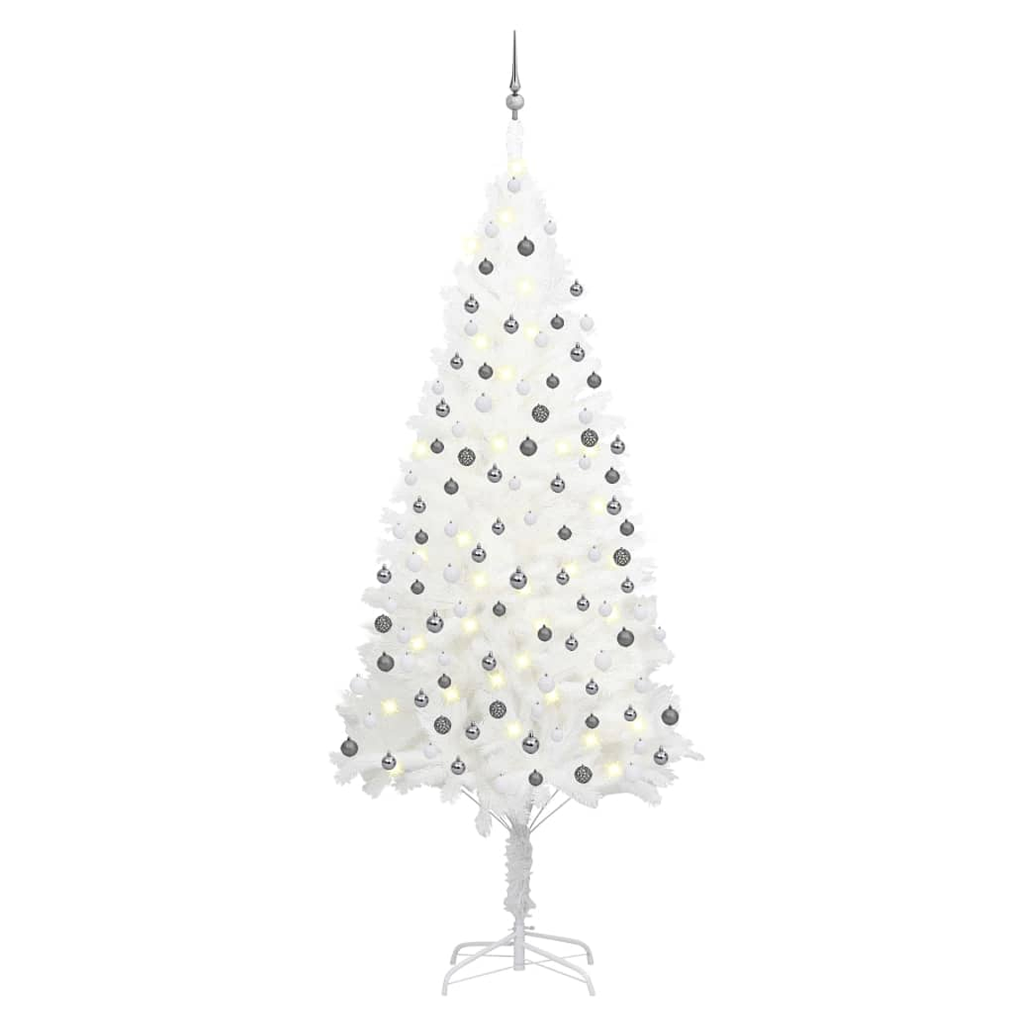 vidaXL Árvore Natal artificial pré-iluminada c/ bolas branco 1