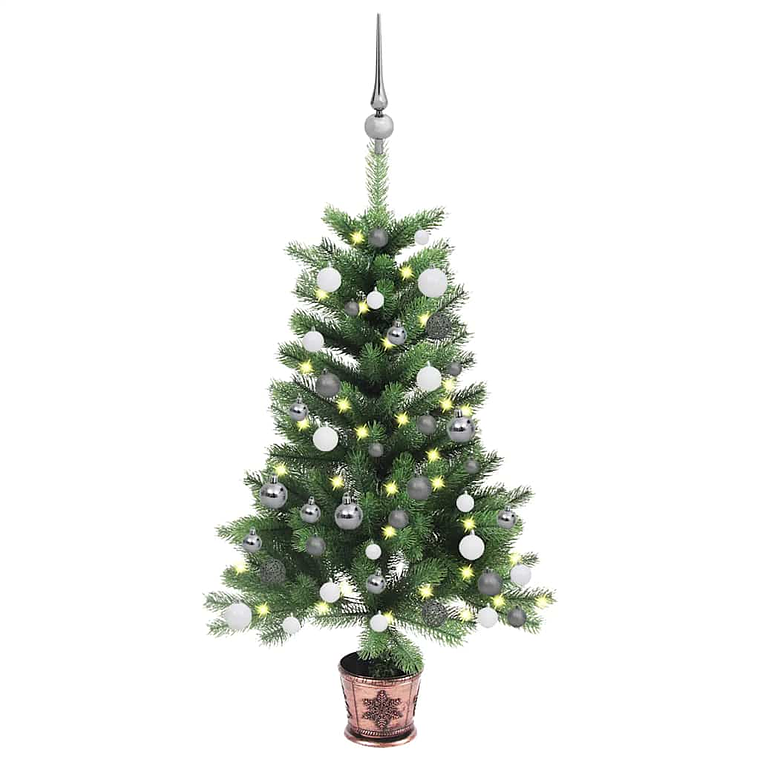 vidaXL Árvore Natal artificial pré-iluminada c/ bolas 65 cm verde 1