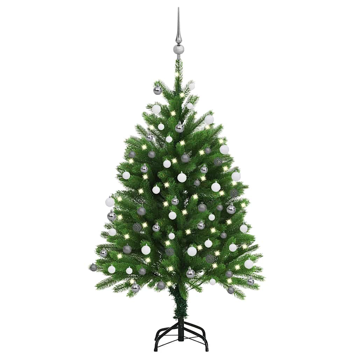 vidaXL Árvore Natal artificial pré-iluminada c/ bolas 120 cm verde 1