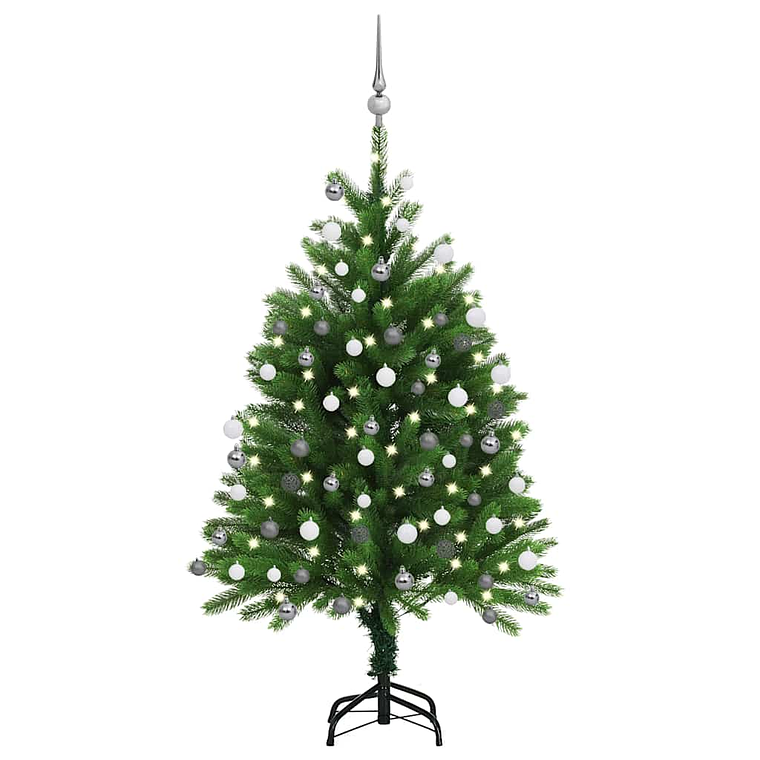 vidaXL Árvore Natal artificial pré-iluminada c/ bolas 120 cm verde 1