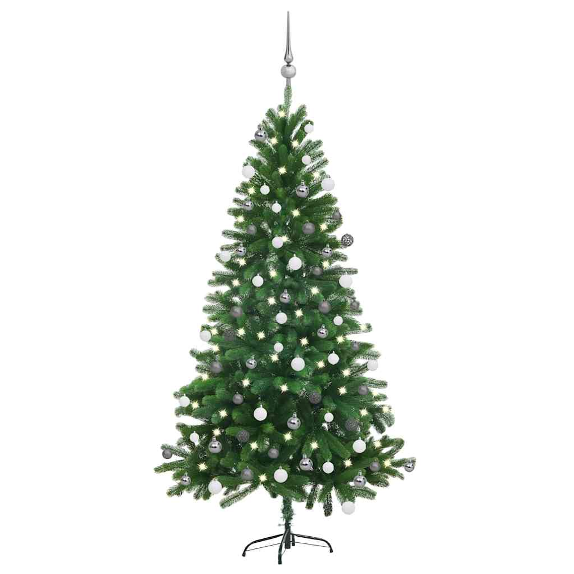 vidaXL Árvore Natal artificial pré-iluminada c/ bolas 150 cm verde 1