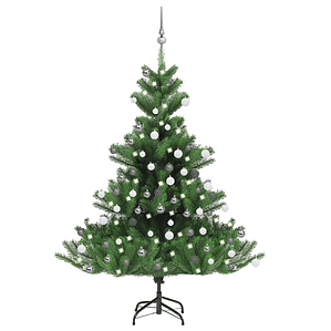 vidaXL Árvore Natal artificial LEDs/bolas 150cm abeto caucasiano verde