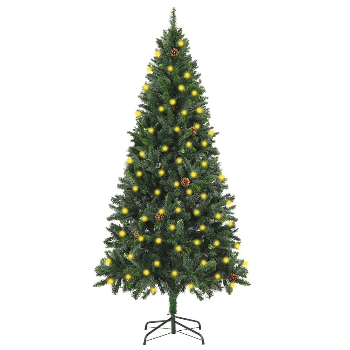vidaXL Árvore de Natal pré-iluminada com pinhas 180 cm verde 1