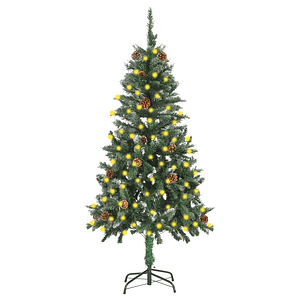 vidaXL Árvore de Natal pré-iluminada com pinhas 150 cm