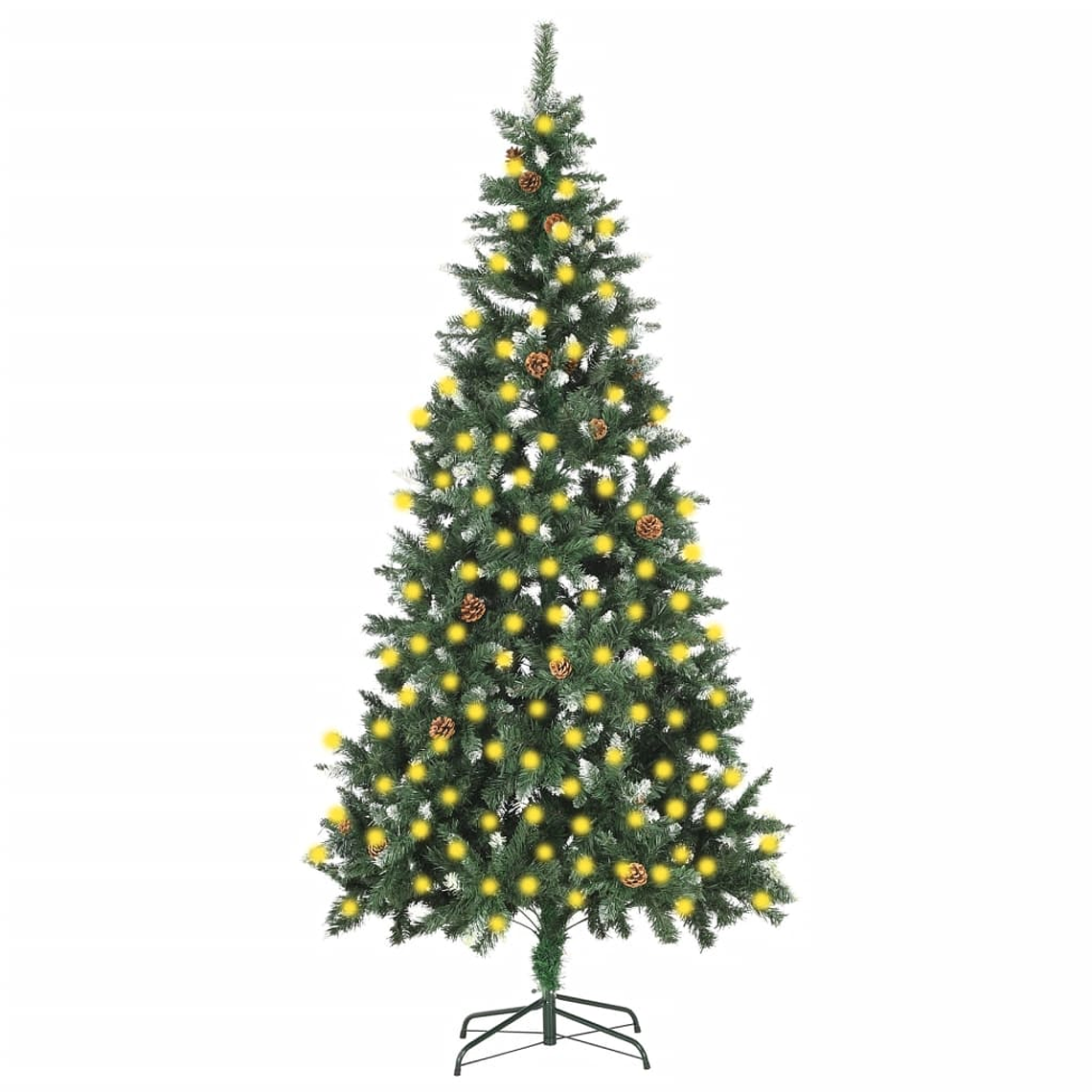 vidaXL Árvore de Natal artificial com pinhas pré-iluminada 210 cm 1