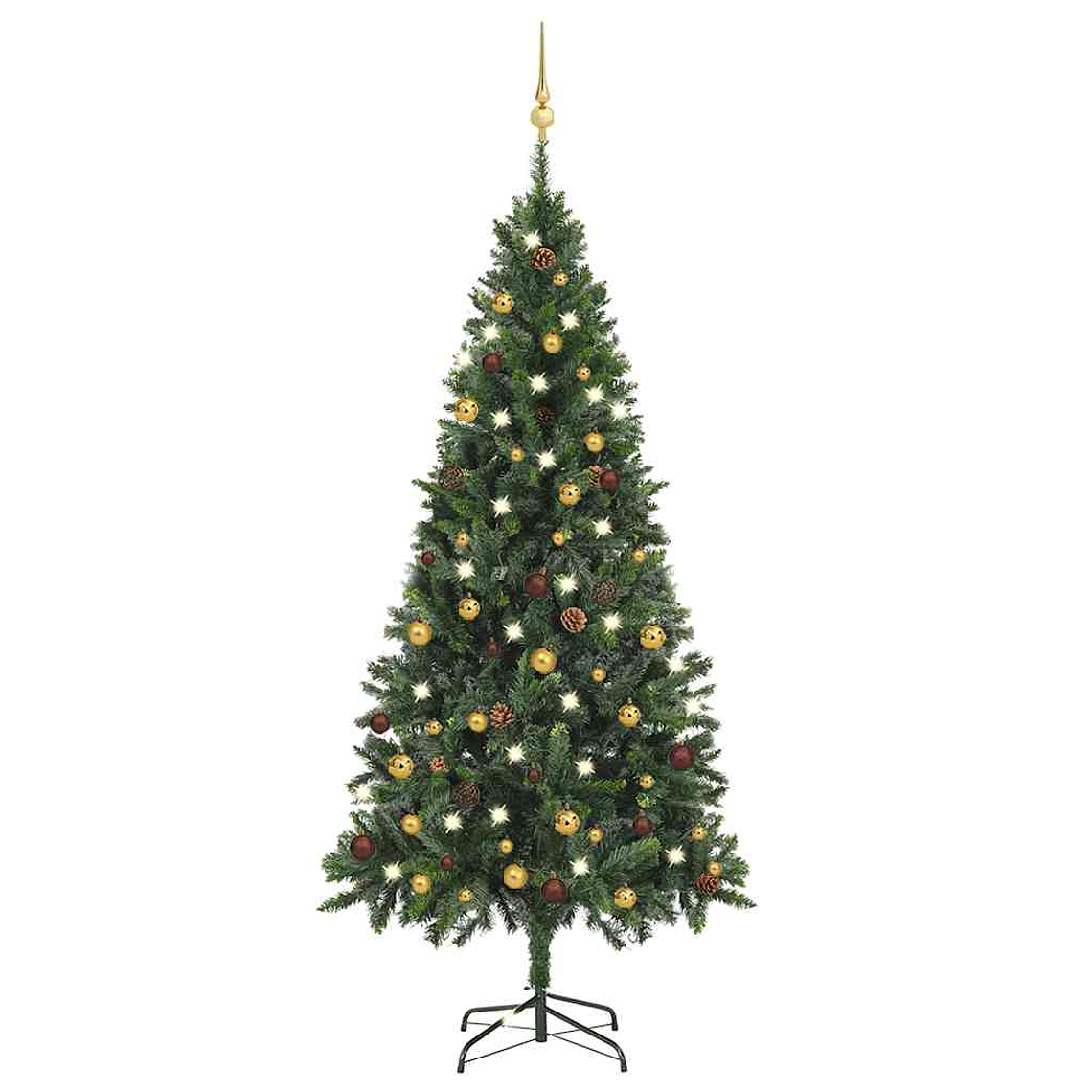 vidaXL Árvore Natal artificial pré-iluminada c/ bolas 180 cm verde 1
