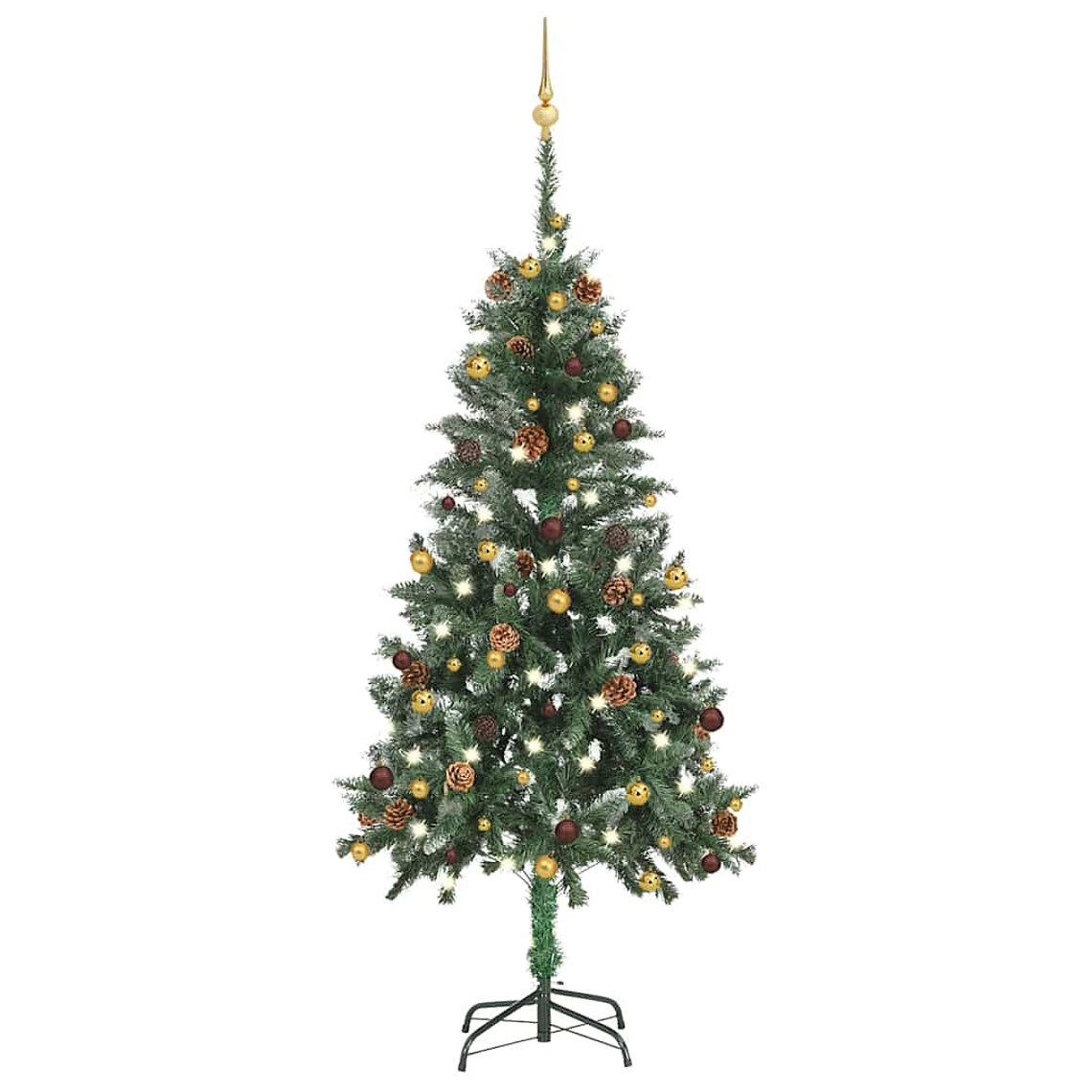 vidaXL Árvore de Natal artificial pré-iluminada c/ bolas 150 cm 1