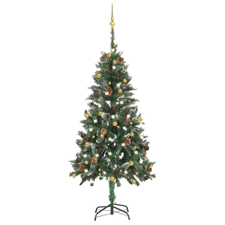 vidaXL Árvore de Natal artificial pré-iluminada c/ bolas 150 cm 1