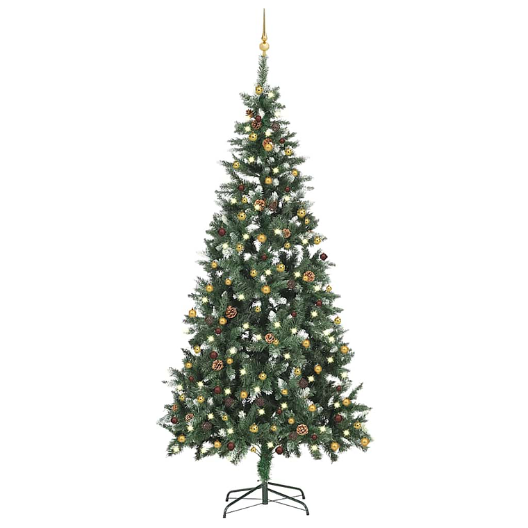 vidaXL Árvore Natal artificial pré-iluminada c/ bolas 210 cm 1