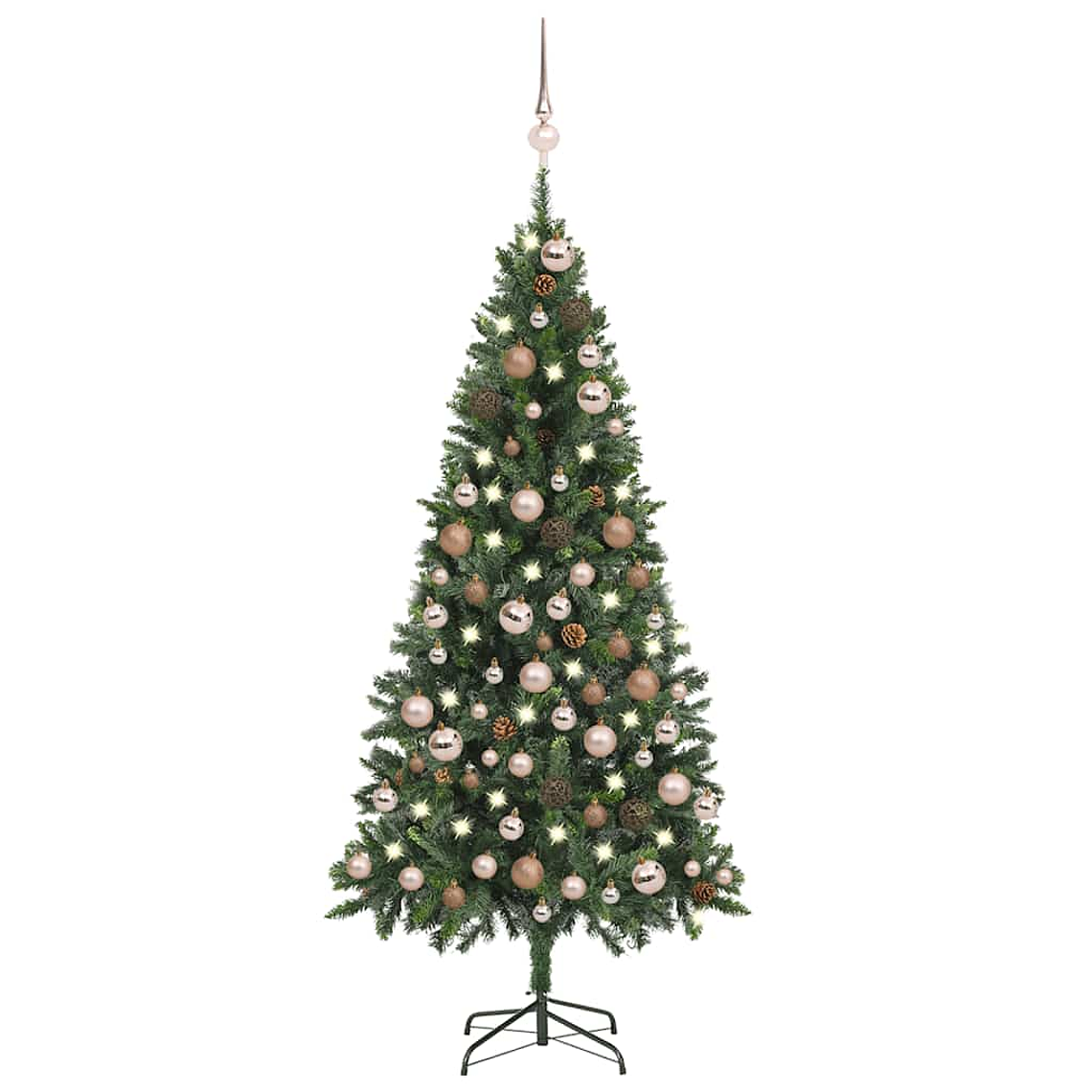 vidaXL Árvore Natal artificial pré-iluminada c/ bolas e pinhas 180 cm 1