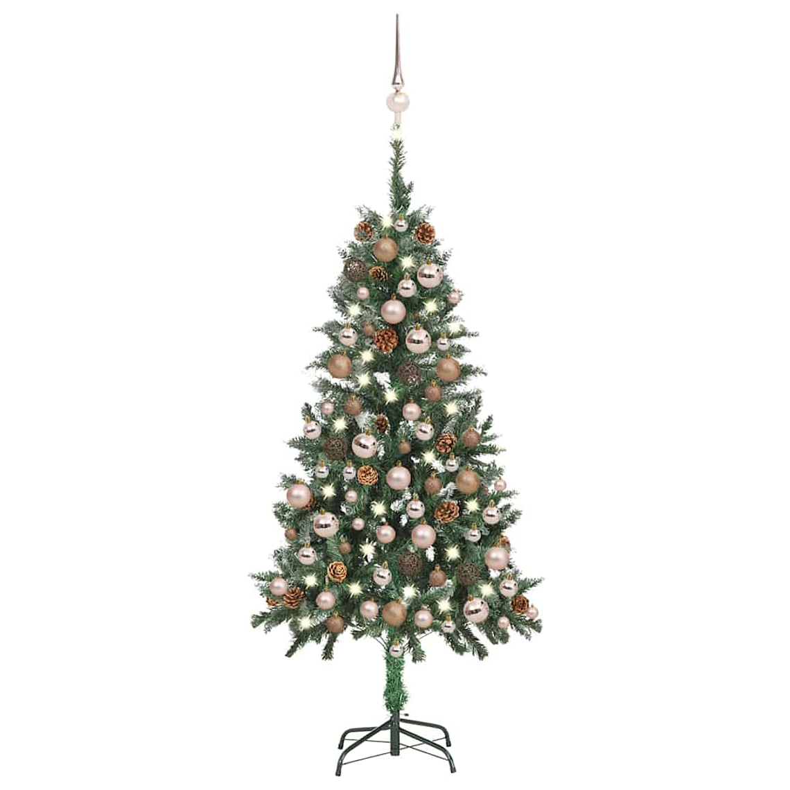 vidaXL Árvore Natal artificial pré-iluminada c/ bolas e pinhas 150 cm 1