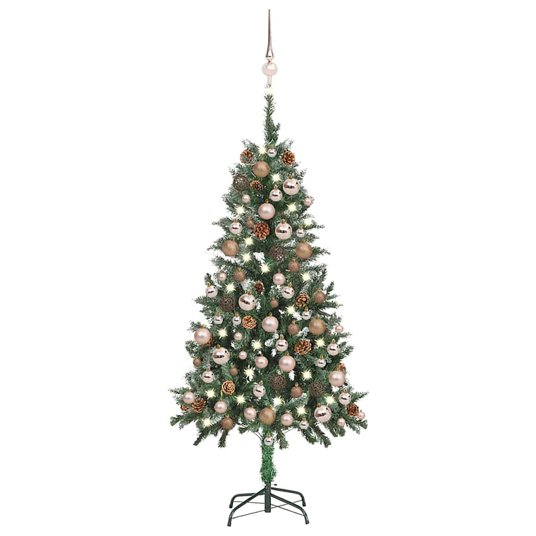 vidaXL Árvore Natal artificial pré-iluminada c/ bolas e pinhas 150 cm 1
