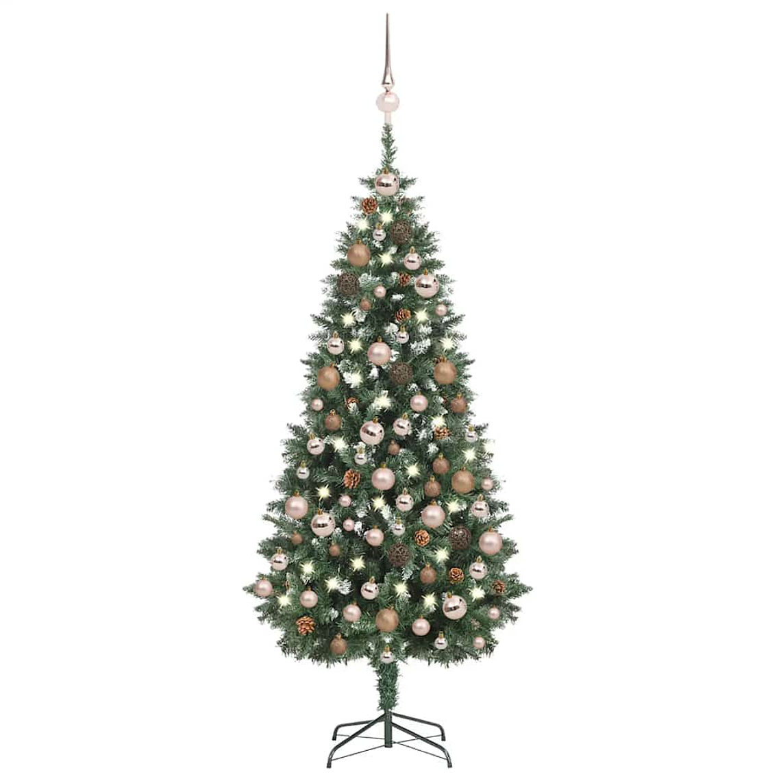 vidaXL Árvore Natal artificial pré-iluminada c/ bolas e pinhas 180 cm 1