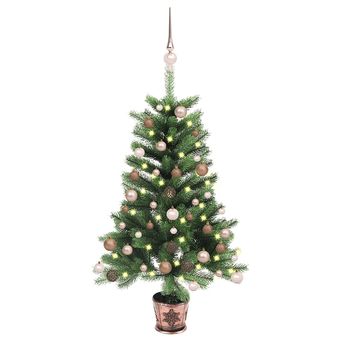 vidaXL Árvore Natal artificial pré-iluminada c/ bolas 65 cm verde 1