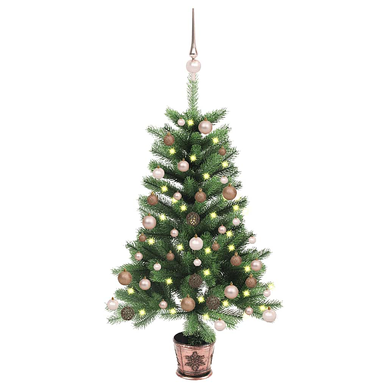vidaXL Árvore Natal artificial pré-iluminada c/ bolas 65 cm verde 1
